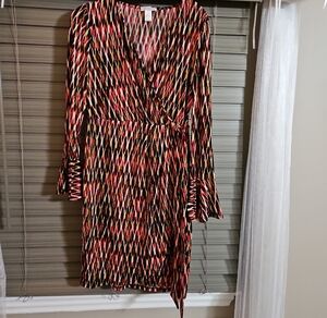 London Times Vibrant Long Sleeve Dress